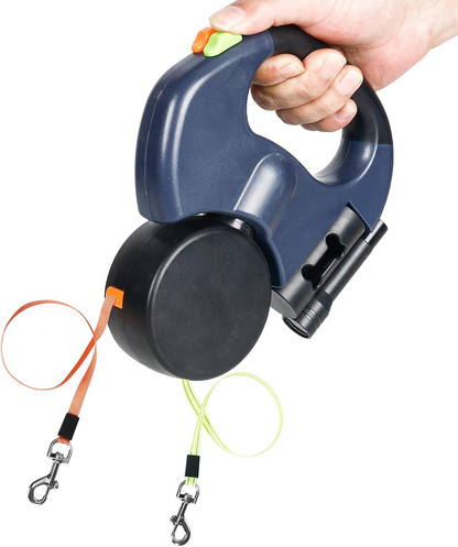 FurHaven Dual Dog Leash — Tangle-Free Retractable Leash for Walking 2 Dogs (Ships from USA)