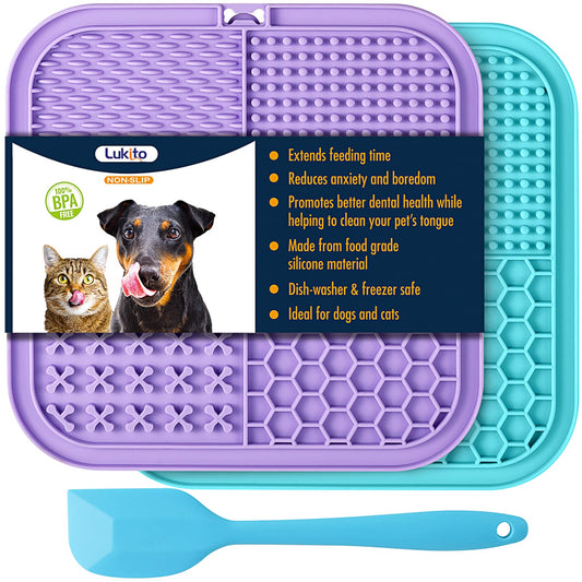 FurHaven Lick Mat for Dogs & Cats — 2 Pack with Suction Cups for Anxiety Relief, Bathing & Boredom