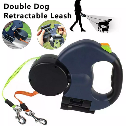 FurHaven Dual Dog Leash — Tangle-Free Retractable Leash for Walking 2 Dogs (Ships from USA)