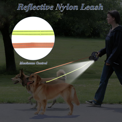 FurHaven Dual Dog Leash — Tangle-Free Retractable Leash for Walking 2 Dogs (Ships from USA)