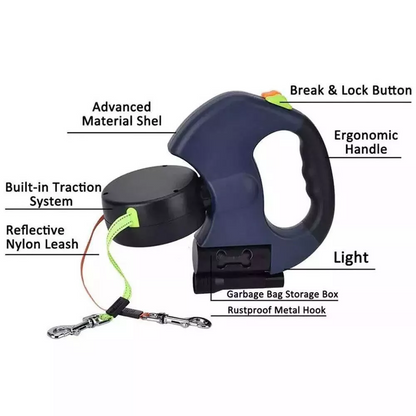 FurHaven Dual Dog Leash — Tangle-Free Retractable Leash for Walking 2 Dogs (Ships from USA)