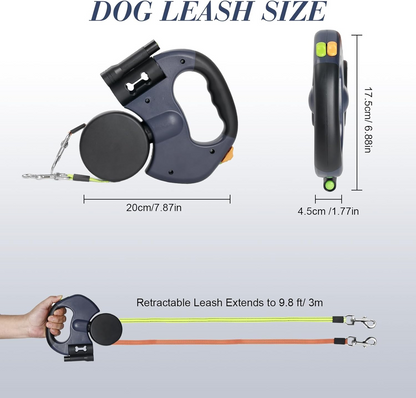 FurHaven Dual Dog Leash — Tangle-Free Retractable Leash for Walking 2 Dogs (Ships from USA)